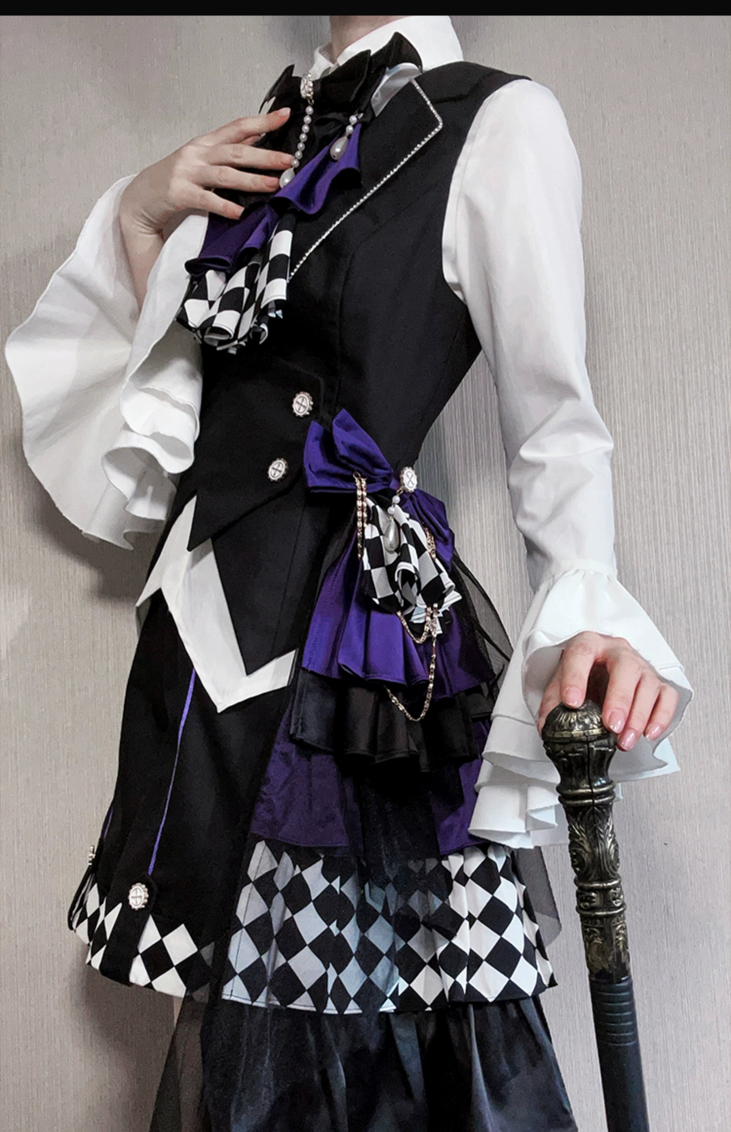 Forest Fluorescent Carps - The Judge's Game - Black Ouji Lolita Shorts Suit Prince Long Sleeved Shirt