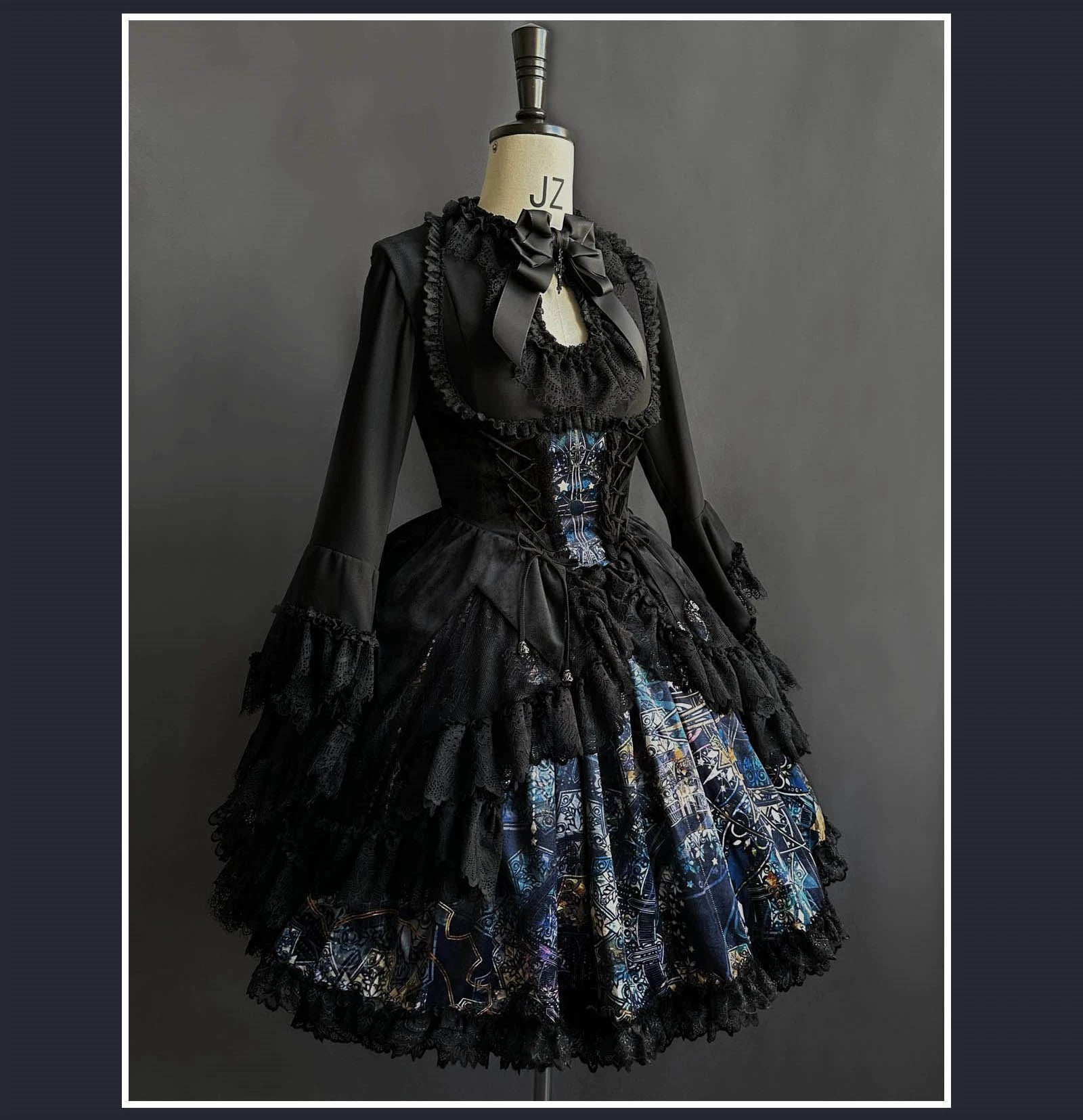 SUSIN - Night Traveler - Classic and Elegant Gothic Dress with Colorful Window Prints
