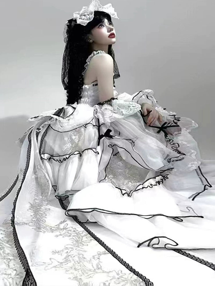 Daydream Whisper - Layered Poem - Wedding Sweet Plus Size Lolita JSK Dress Set 44159:797491