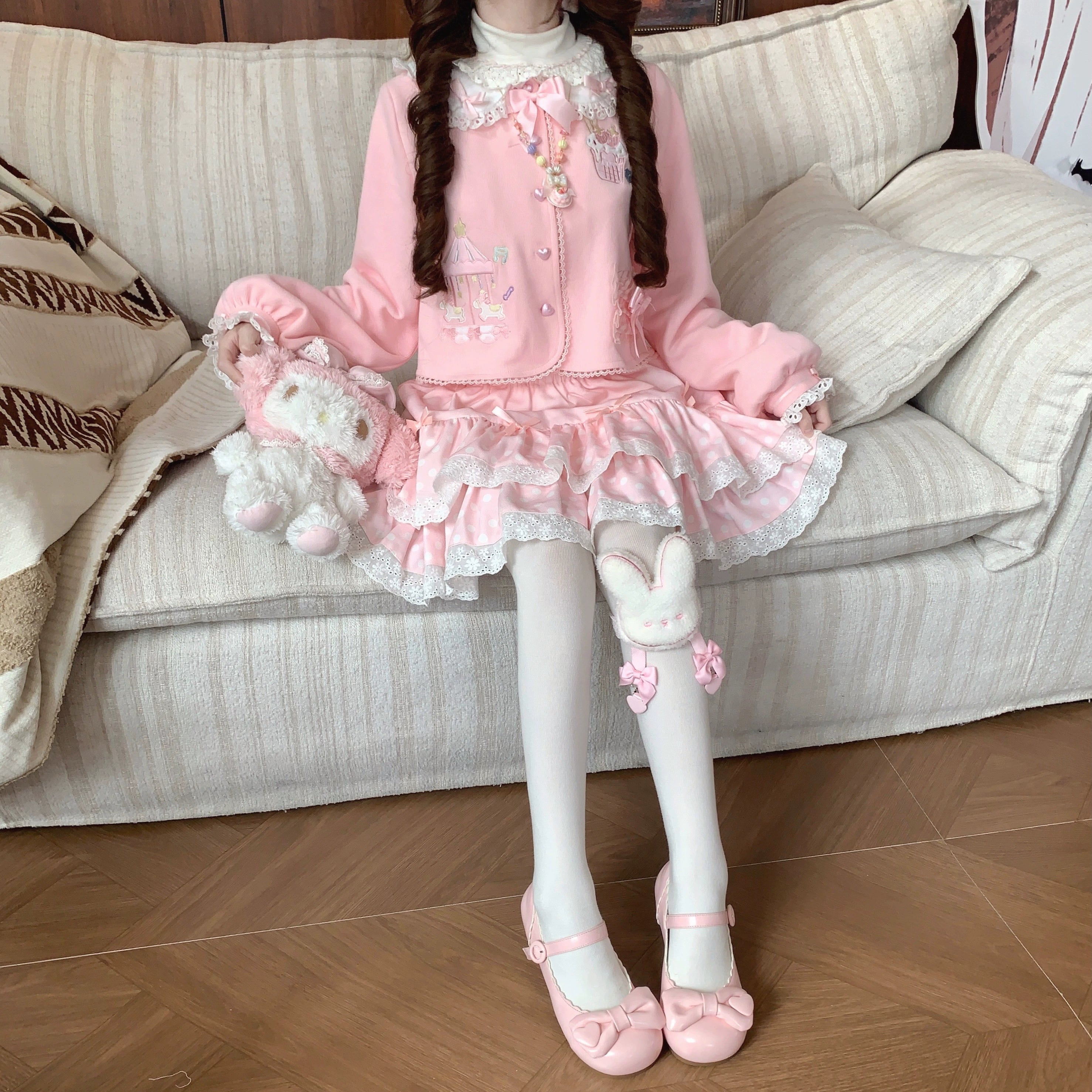 Sissy the shepherd - Dessert Paradise - Embroidered Kawaii Lolita Cardigan, Cotton knitted 44212:798773