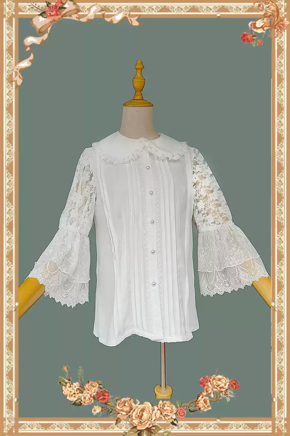 Infanta - Vintage Doll Patchwork Sleeve Lolita OP S white blouse