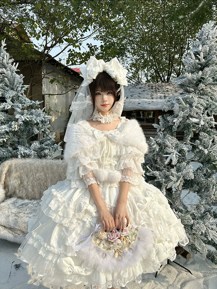 Mengfuzi - Gem Princess - Wedding Sweet Lolita JSK Dress Suit, Side Zipper 44018:792215