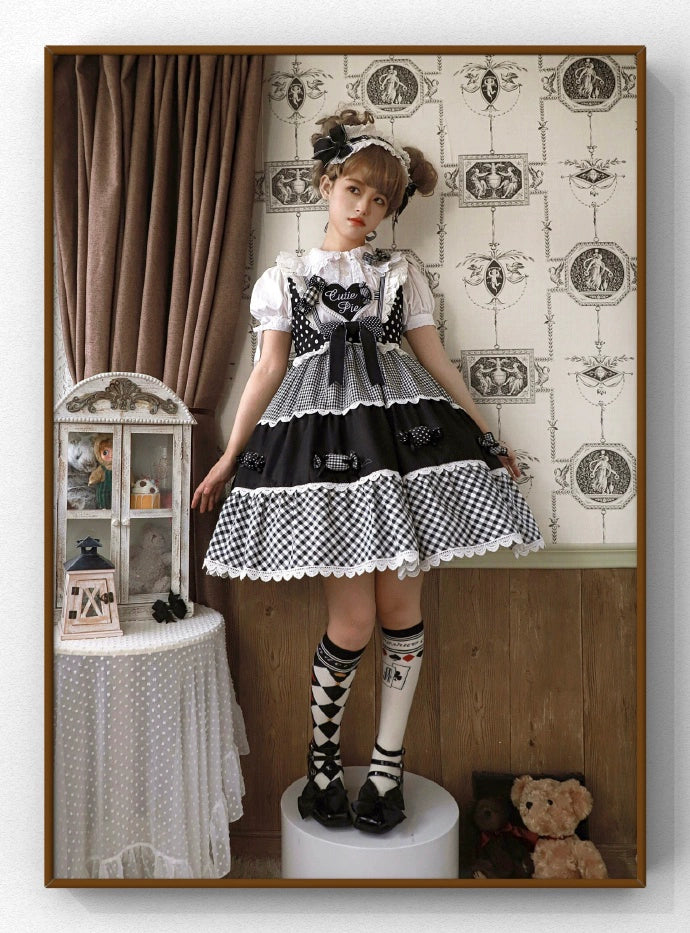 Yukines Box~Daily Lolita Cotton Asymmetric Print Socks 22174:324224