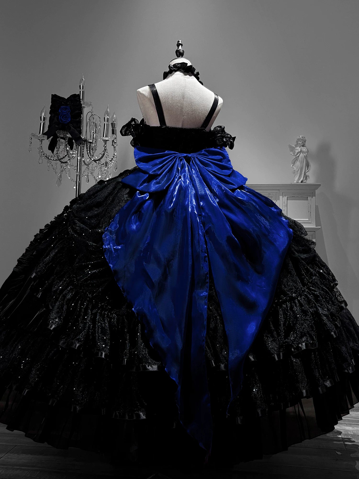 Silent Manor - Gothic Lolita Wedding Corset JSK Dress, Lift-Up Hem