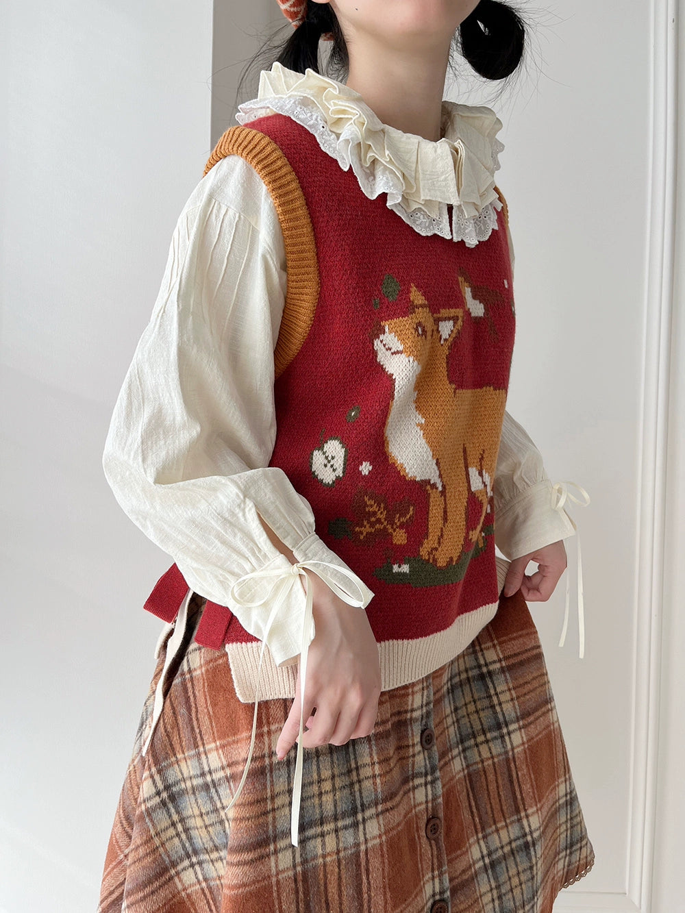 Miss Point~Fat Fox in the Forest~Kawaii Lolita Vest Customized Lolita Sweater 37100:550802