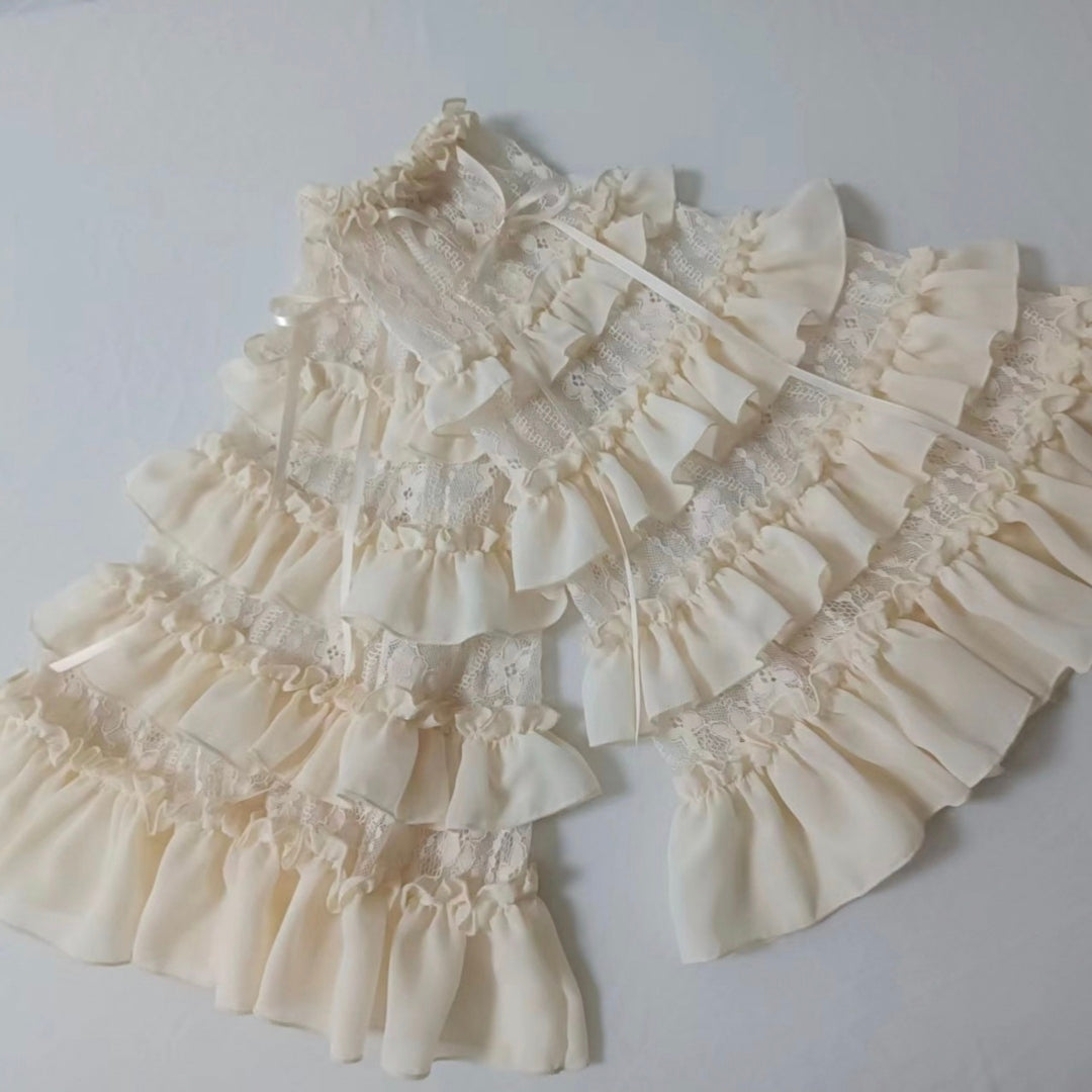 (BFM)Yami~Elegant Lolita Hime Sleeves Ruffled Chiffon Sleeves (Ivory Off-white) 33444:420294