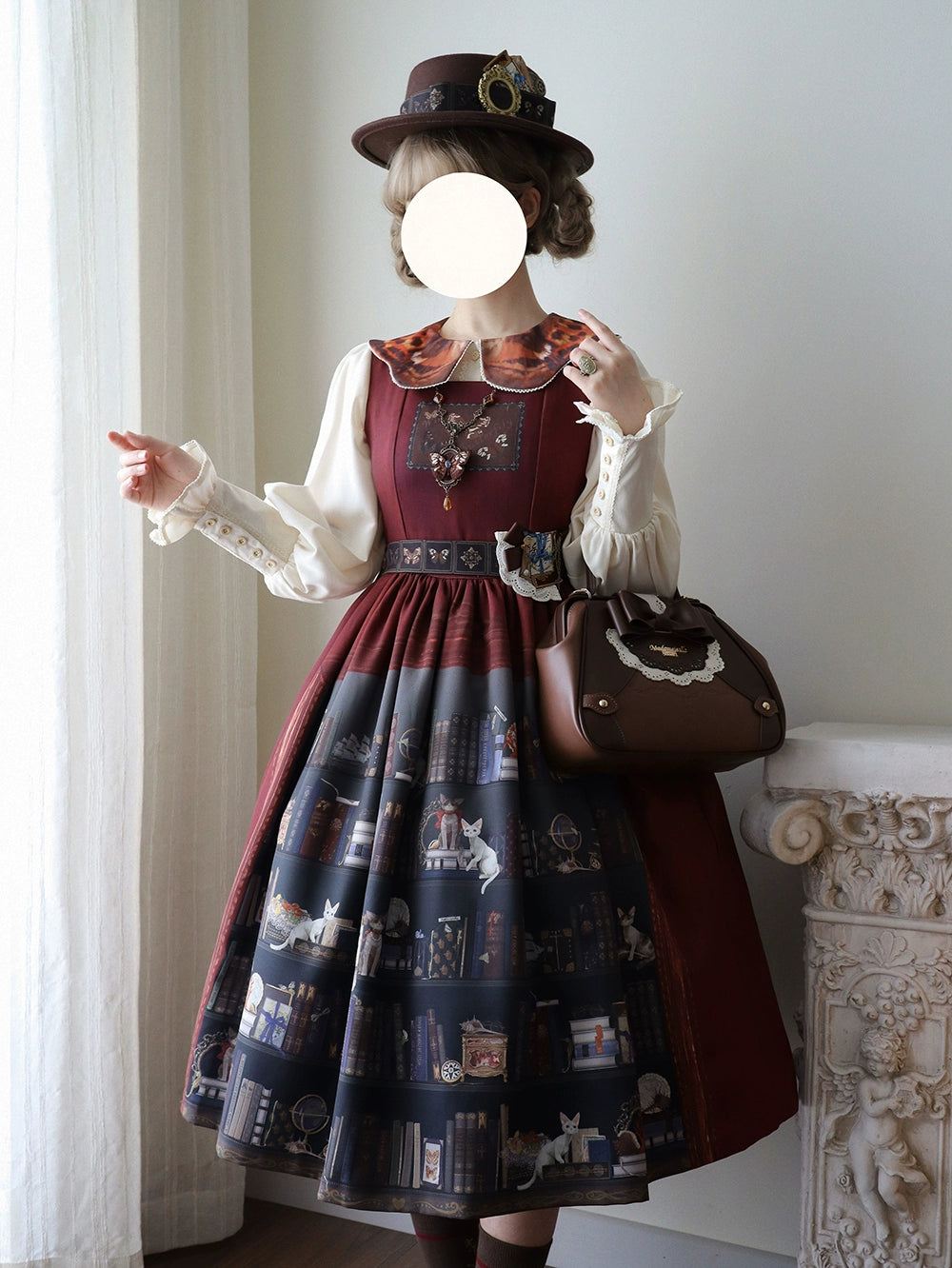 Miss Point - German Bookshelf - Classic Lolita Blouse, Butterfly-Shaped Collar 44025:791999