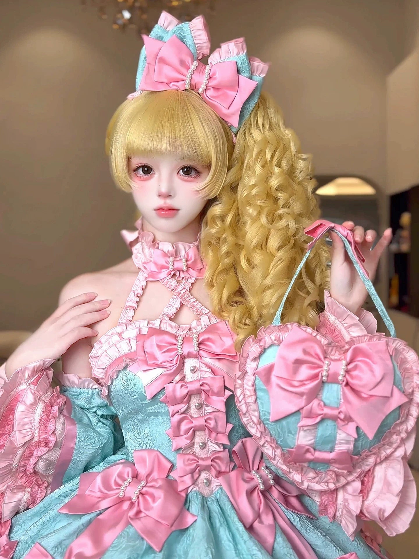 Sweetheart Petal - Color Block Sweet Lolita KC, Heart-shaped Bag 44840:825151