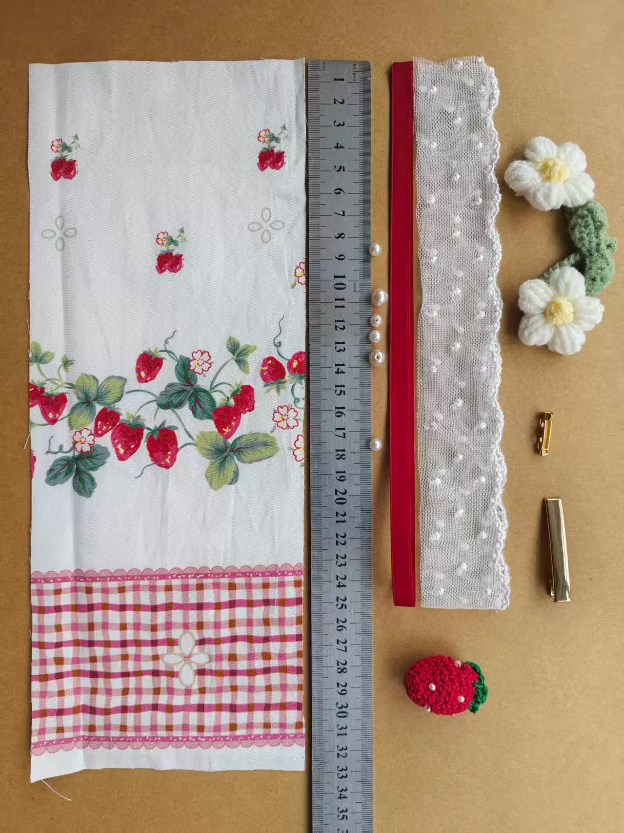Cranberry and Lucky Clover - Cotton Sweet Lolita JSK Dress, Strawberry and Floral Print 45296:846312