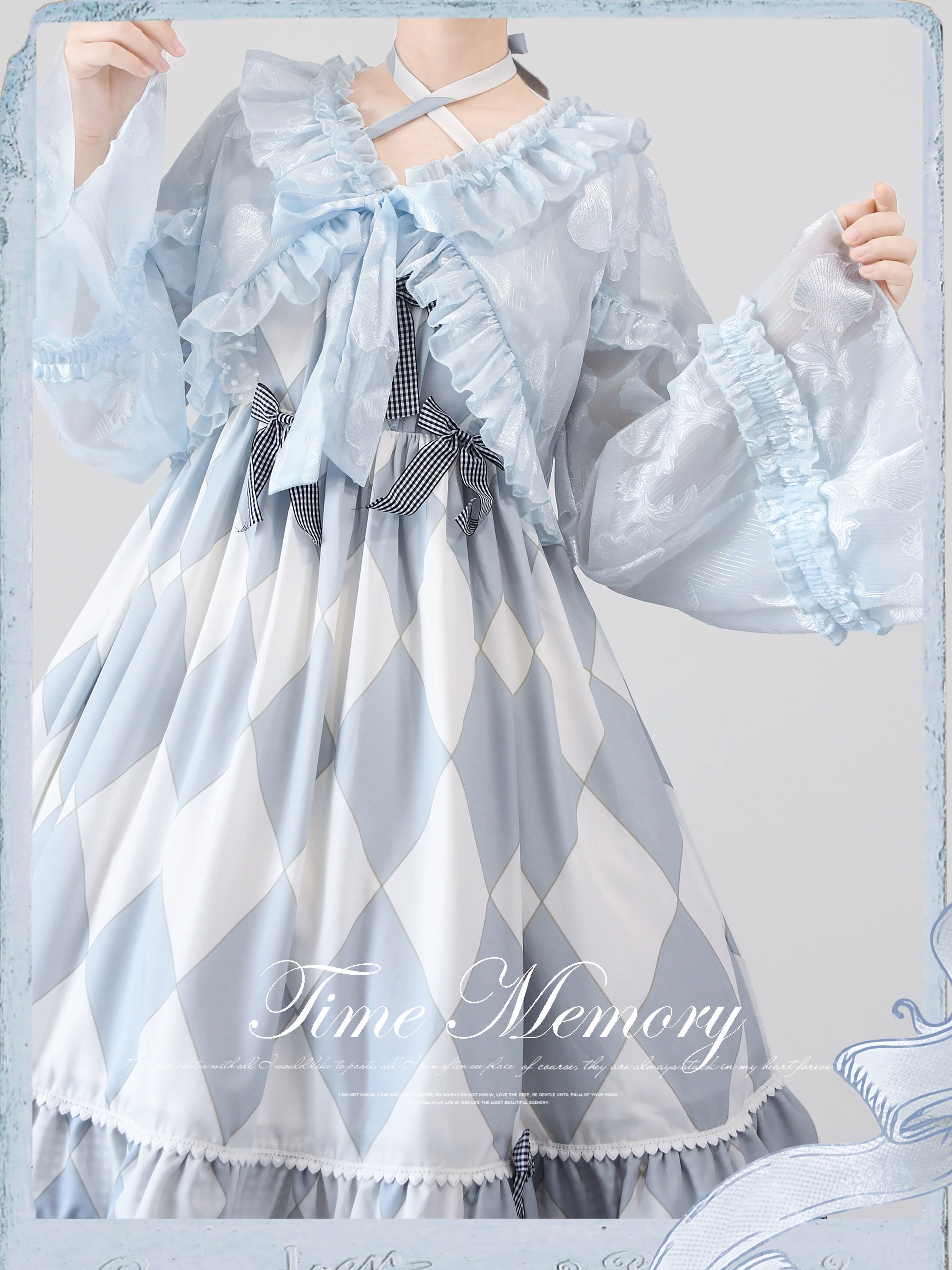 Time Memory~Xianbei~Sweet Lolita Chiffon Lantern Sleeve Cardigan with Bow 34598:463012