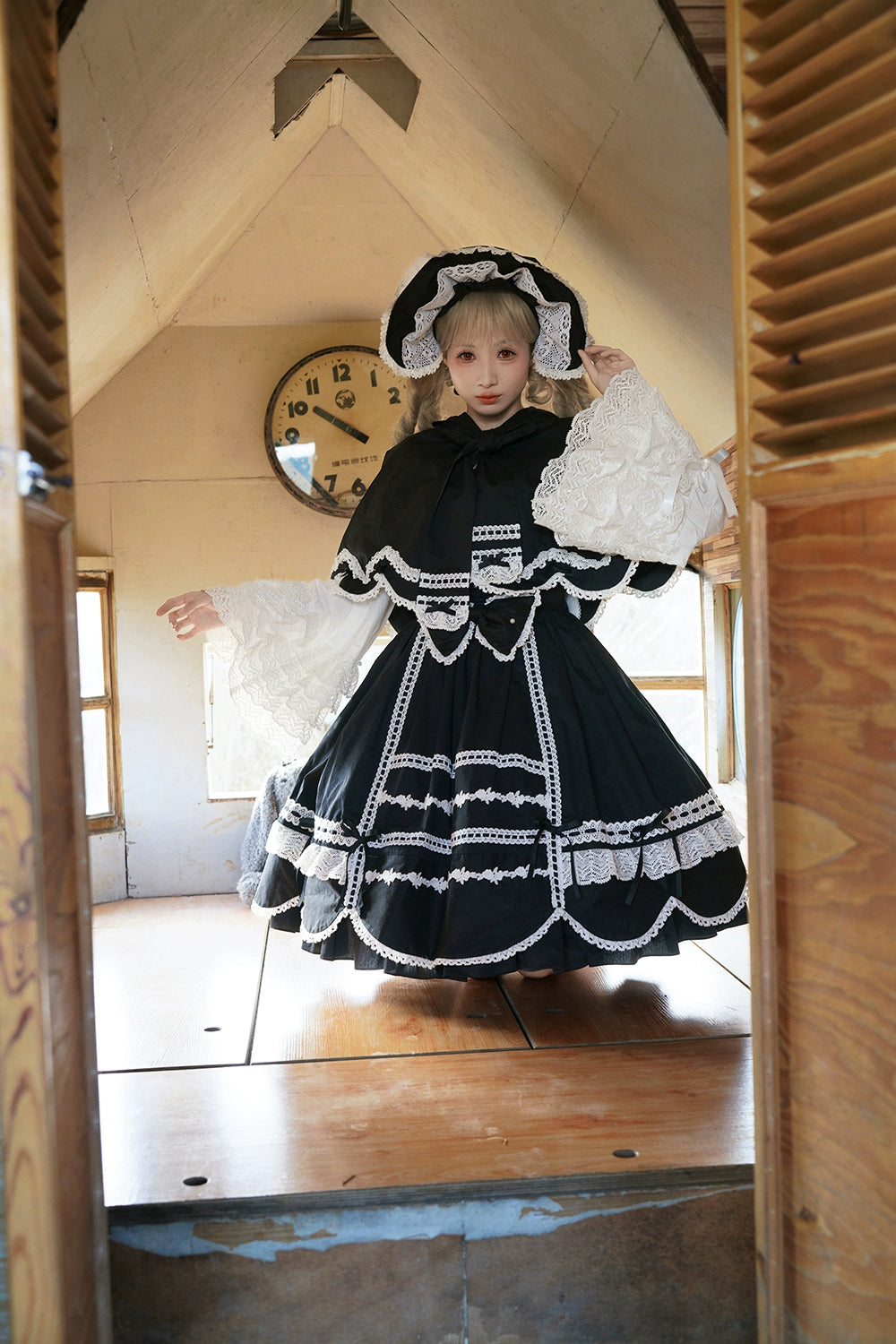 Vintage Petal Rabbit - Pure Cotton Kawaii Lolita Cape With Rabbit Ear Hood 43138:767078