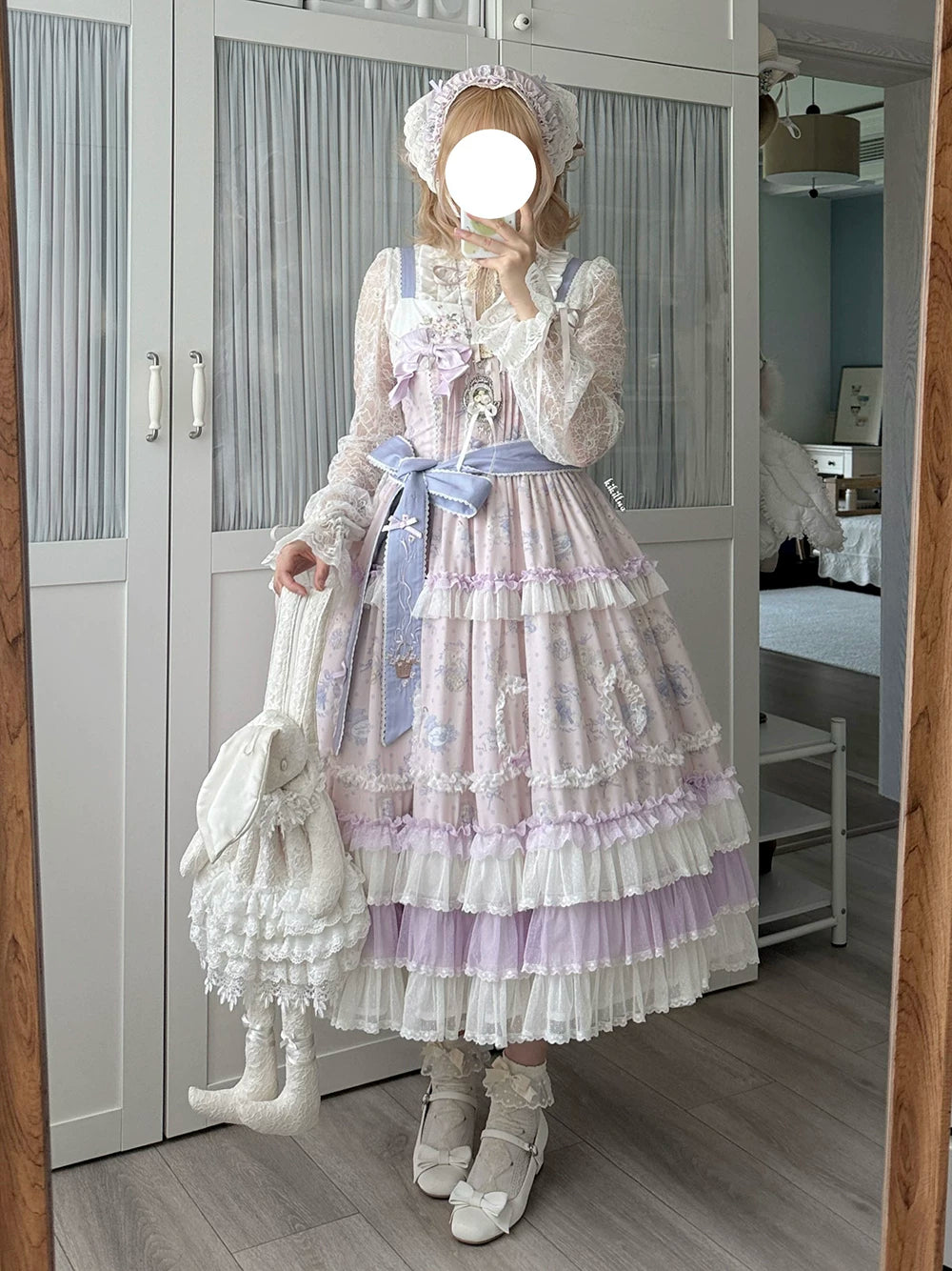 Bloom Lamb - Classic Lolita Embroidered JSK Dress, Tiered Hem 45519:851333