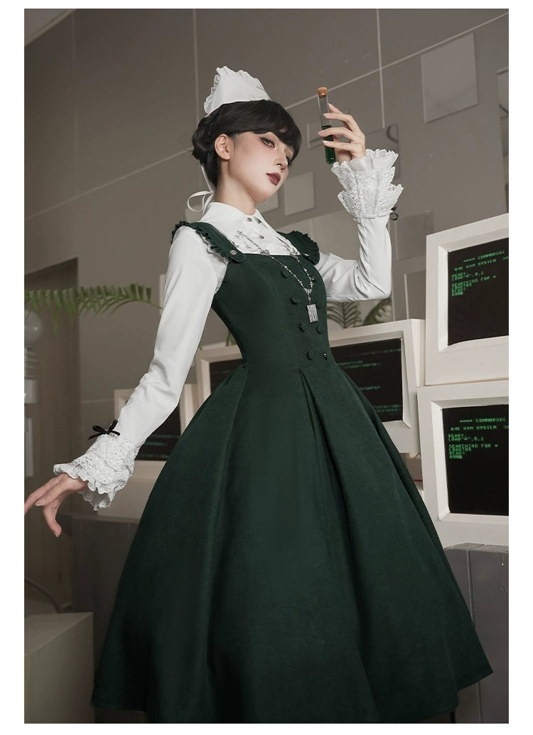 With PUJI - Letter and Poetry · Abyss Clinic - Gothic Lolita Green Dress Set 43929:789687