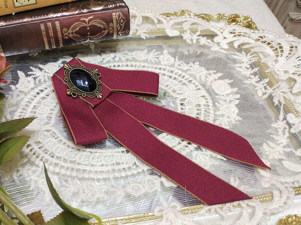 Miss Point - Rose Doll - Elegant Lolita Brooch Lolita Lapel Pin Multicolors Red Ribbon Brooch C