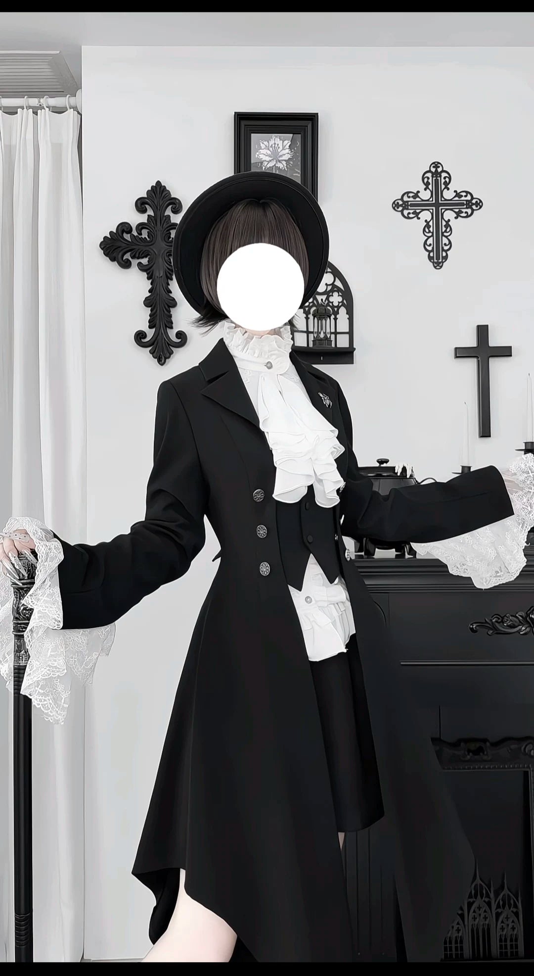 Eternal Night Butler - Gothic Lolita Coat & Blouse Set, Tailcoat Hem 46103:875268