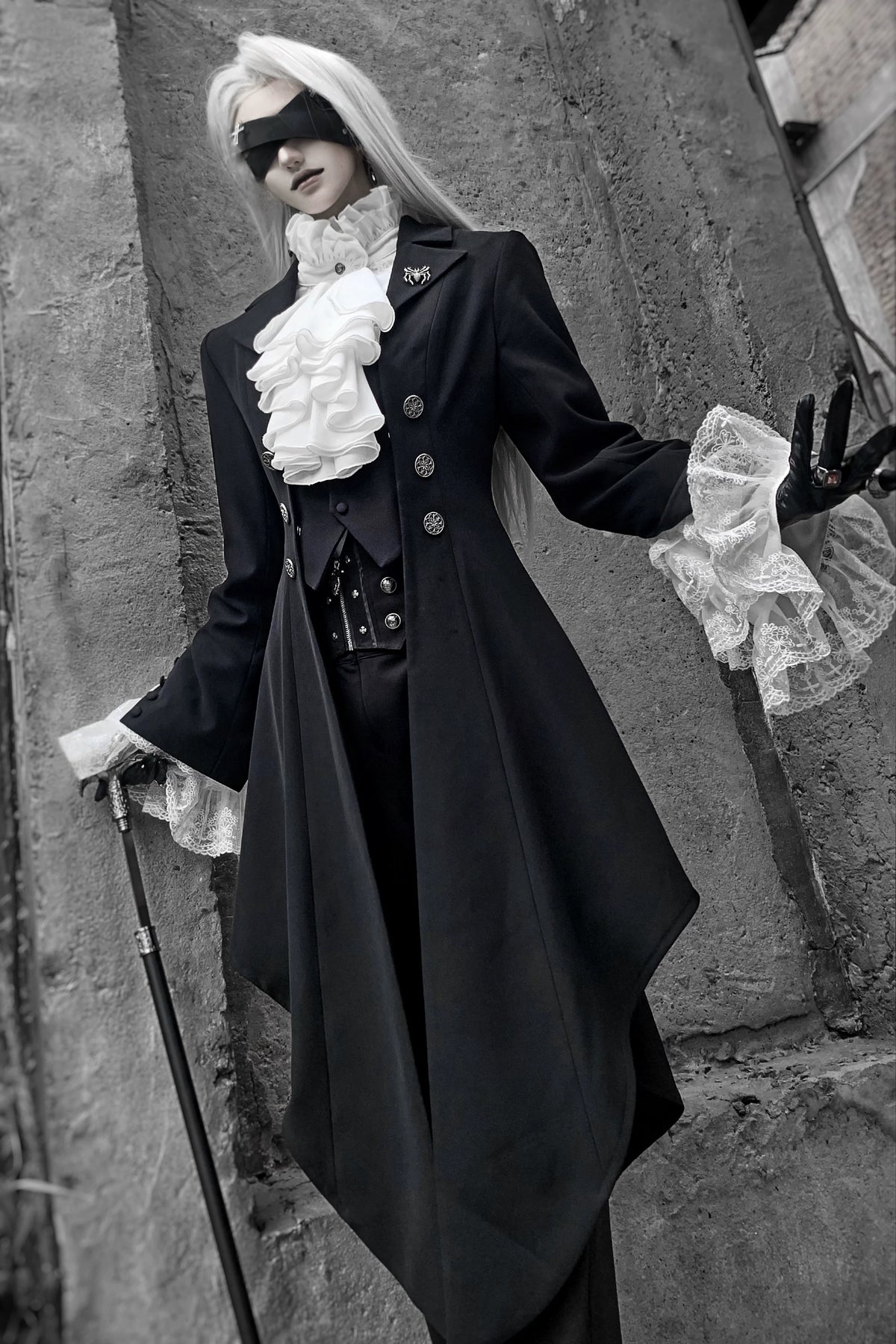 Eternal Night Butler - Gothic Lolita Coat & Blouse Set, Tailcoat Hem 46103:875256