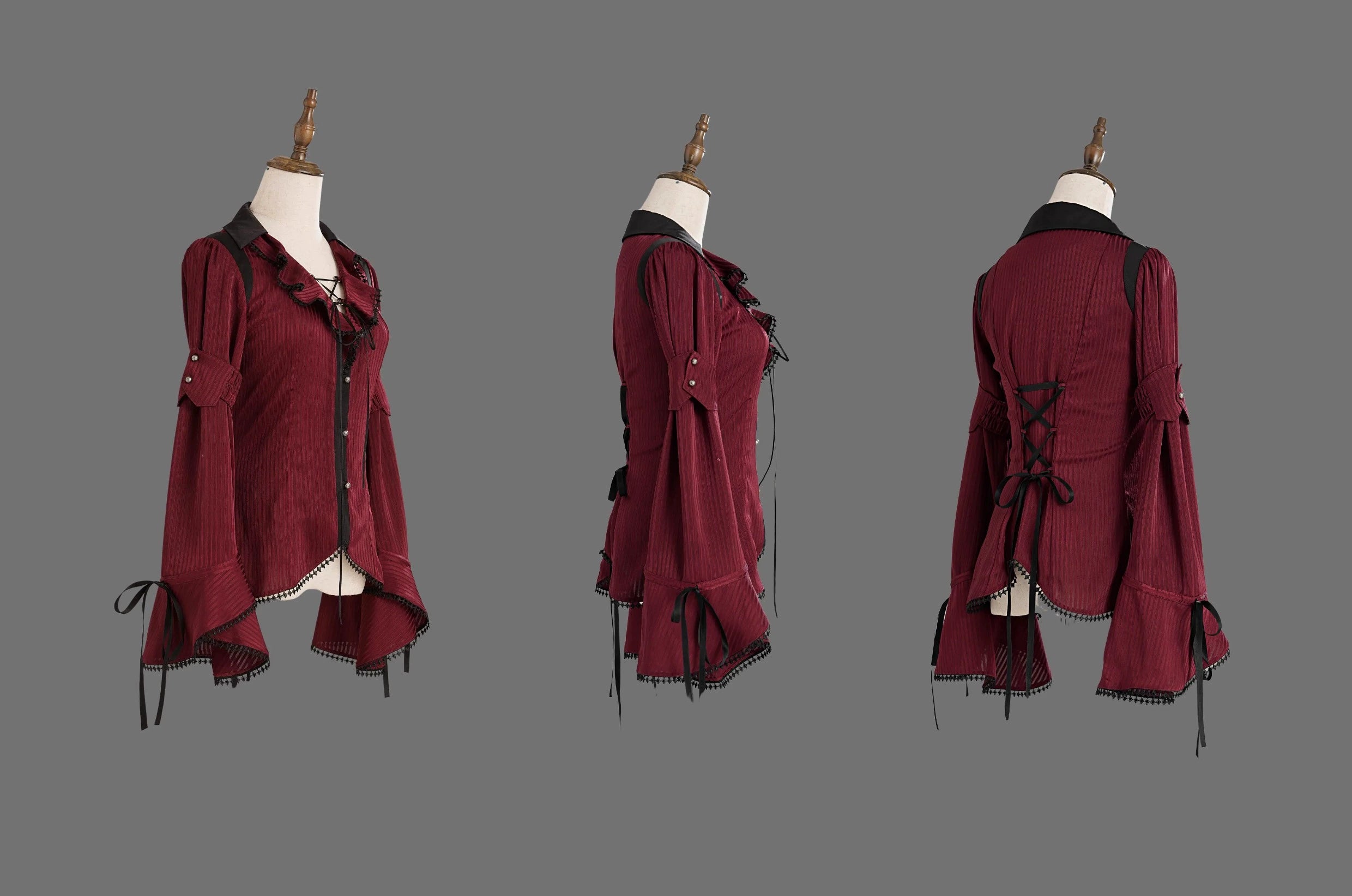 Wuyuzhe~Wolf Hunter~Gothic Lolita SK Set Halter Overskirt Cape Vest (2XL L M S XL / Red-Shirt) 38718:598922