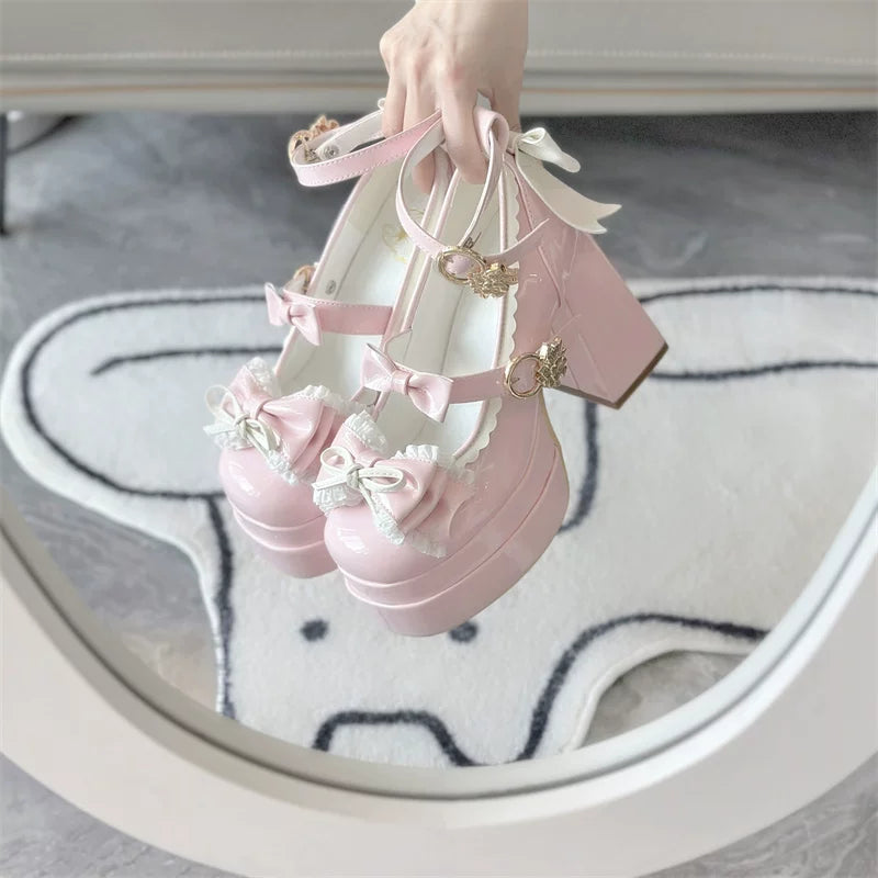 Dreamy Butterfly - Sweet Lolita Round Toe Heel Shoes, Bows & Ruffles 45139:835980
