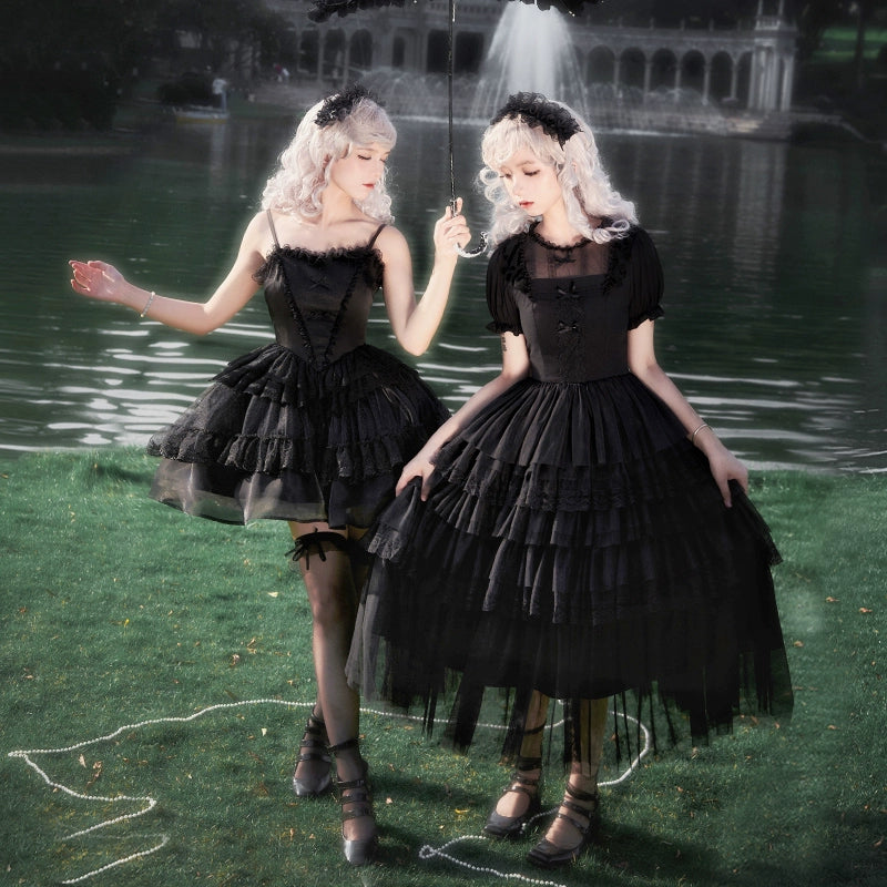 With PUJI - Ivory Tower Enhance - Elegant Lolita JSK Dress Tiered Drawstring OP 38798:601646