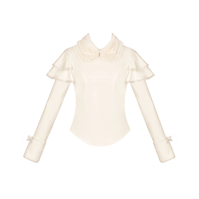 With PUJI - Sweet Lolita Innerwear Autumn and Winter Lolita Sweater Ivory Knit Innerwear S