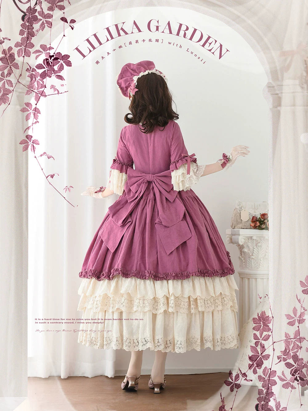 Miss Point~Lilyka Garden~Classic Lolita OP Dress Set Elegant Floral Wall Princess Sleeve 38832:606442