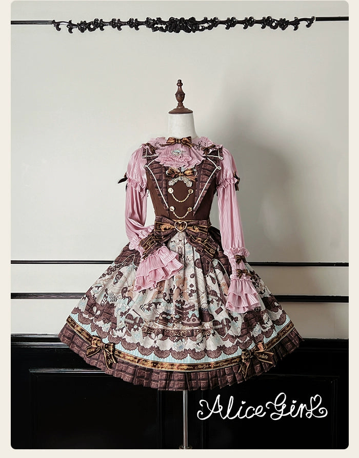 Alice Girl - Bear Chocolate Bar - Kawaii Lolita JSK & Salopette Dress 43851:787078