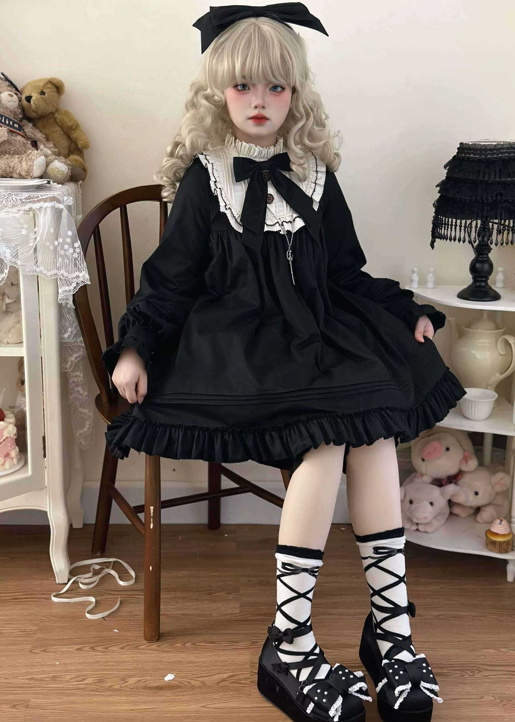 Uncle's Workshop - Lullaby - Cotton Lolita OP Dress Kawaii Lolita Bloomers 34608:463506