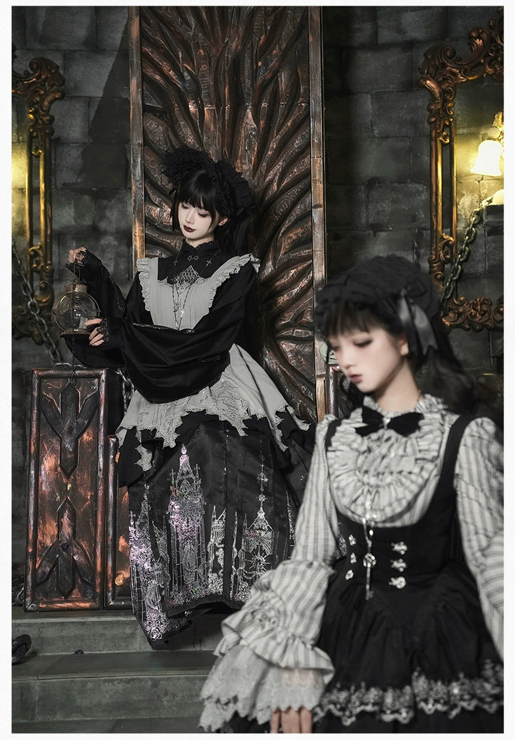 With PUJI - Letter and Poetry · Raven's Night Song - Oriental Aesthetics Gothic Lolita Dress Set