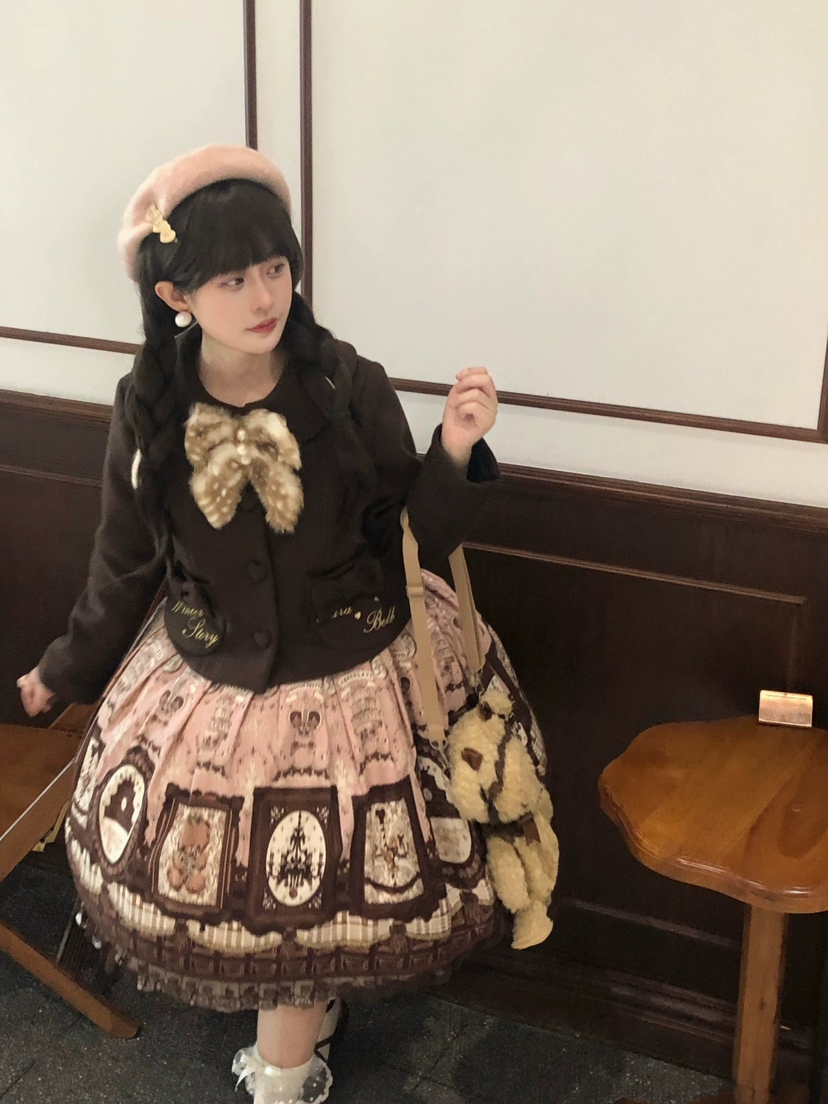 Sara Bell - Winter Story - Winter Kawaii Lolita Short Coat, Detachable Fur Collar 44068:794412