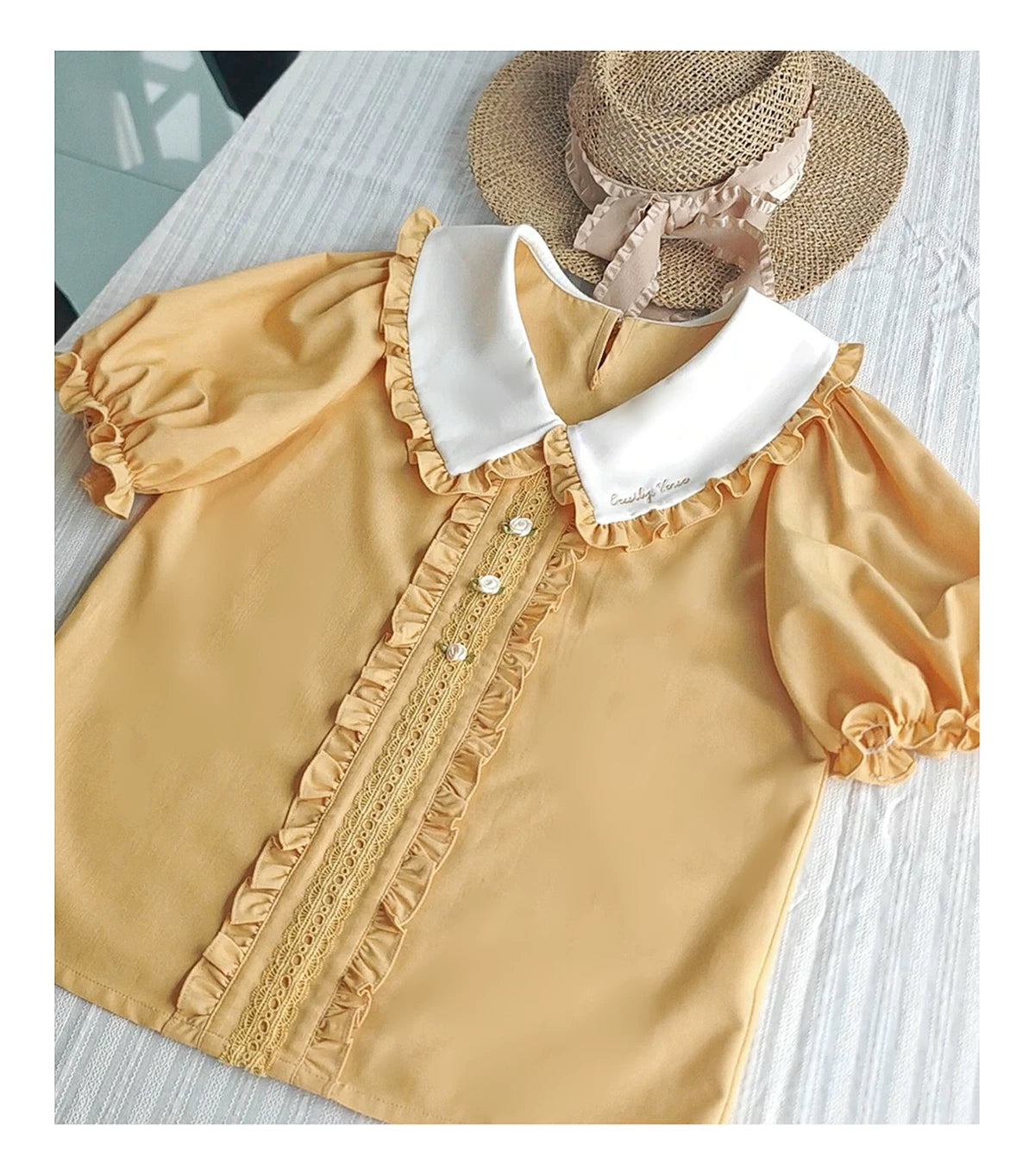 Little Florist - Classic Lolita Salopette Dress & Blouse Set, Tulip Embroidery (3XL L M S XL) 45833:864205