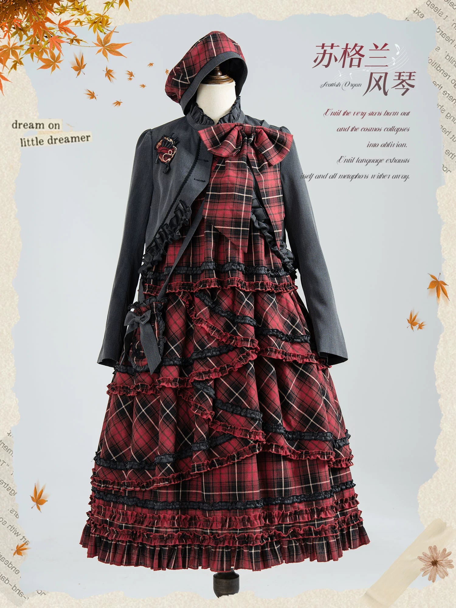 Honey Machine - Scotch Accordion - A-Line Plaid Daily Lolita JSK, Short Coat 44302:803291