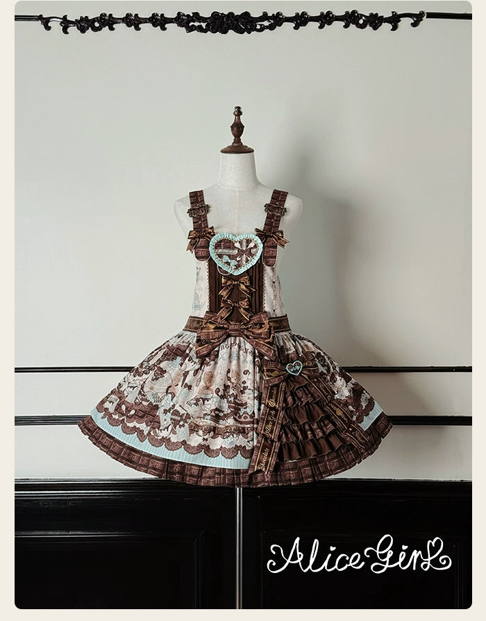 Alice Girl - Bear Chocolate Bar - Kawaii Lolita JSK & Salopette Dress 43851:787051