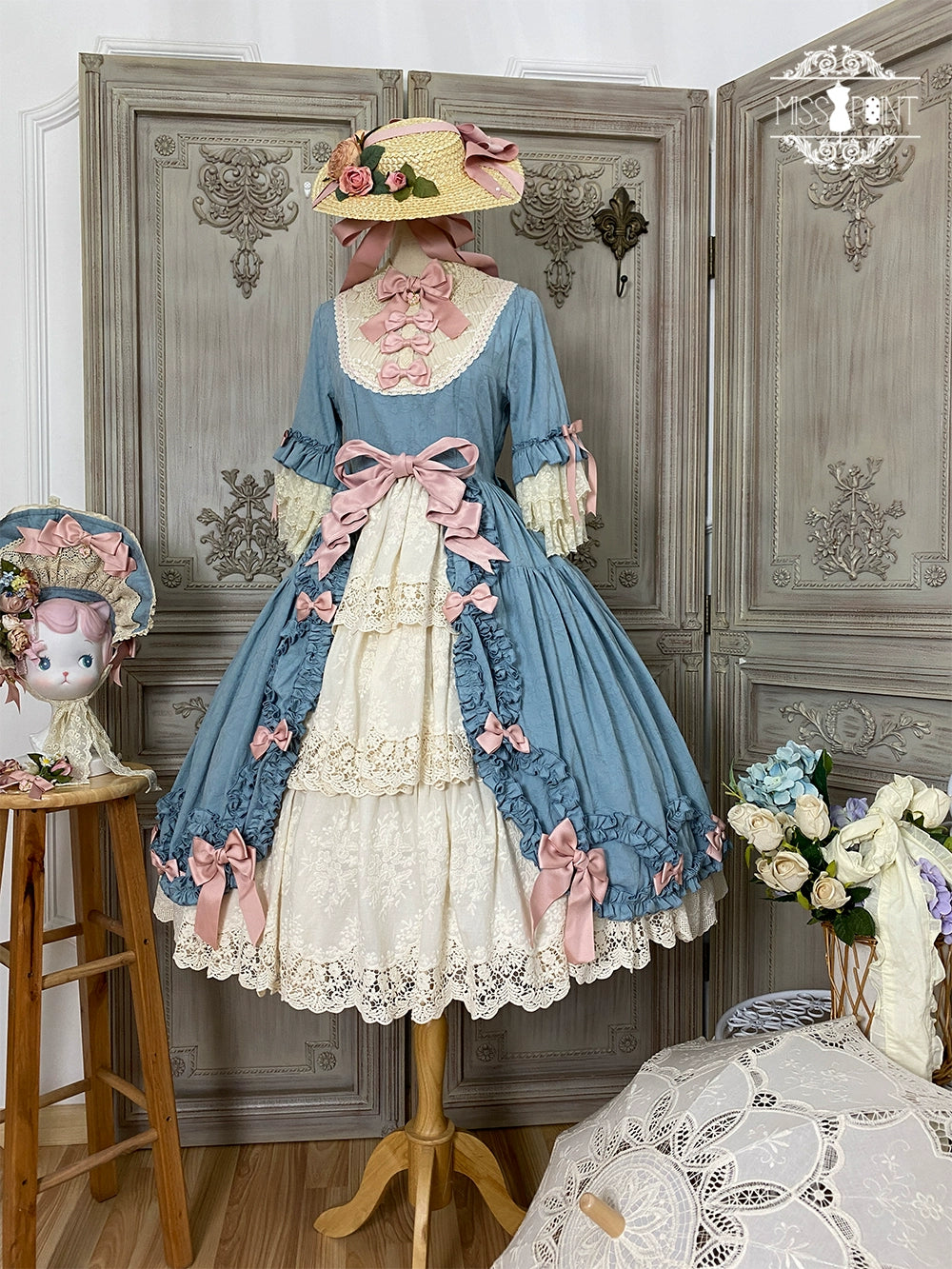 Miss Point~Lilyka Garden~Classic Lolita OP Dress Set Elegant Floral Wall Princess Sleeve 38832:606370
