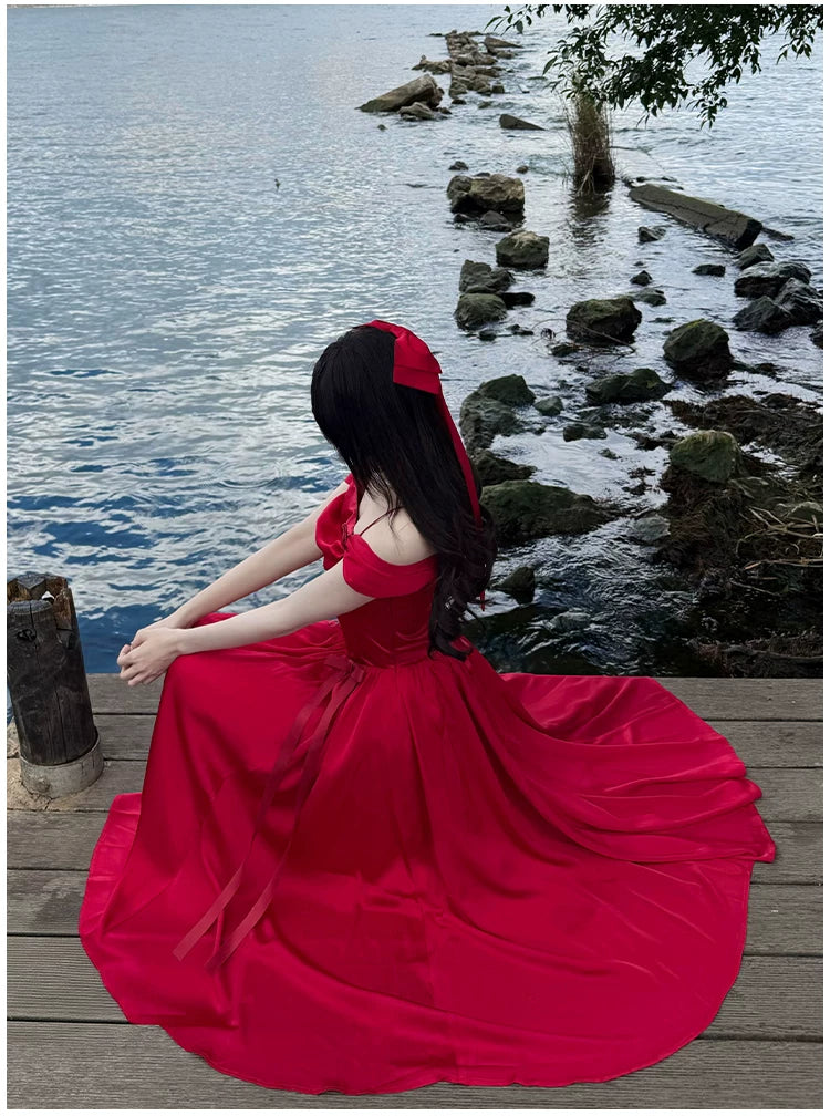 For Beloved - Classic Lolita Satin JSK Dress Set, Fishbone Waist 45039:835176