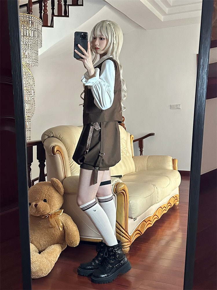 Letters from Unknown Star~Detective Rabbit Kiri~Spring Ouji Lolita Outfits Backpack Pants and Vest 12876:159136