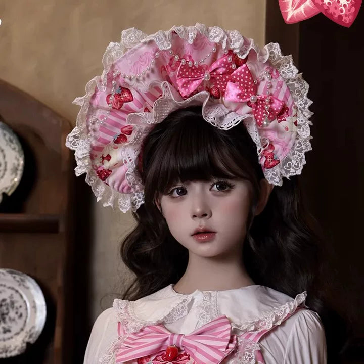 Strawberry Parfait - Strawberry Print Sweet Lolita JSK Dress, Side Pocket 44539:813187