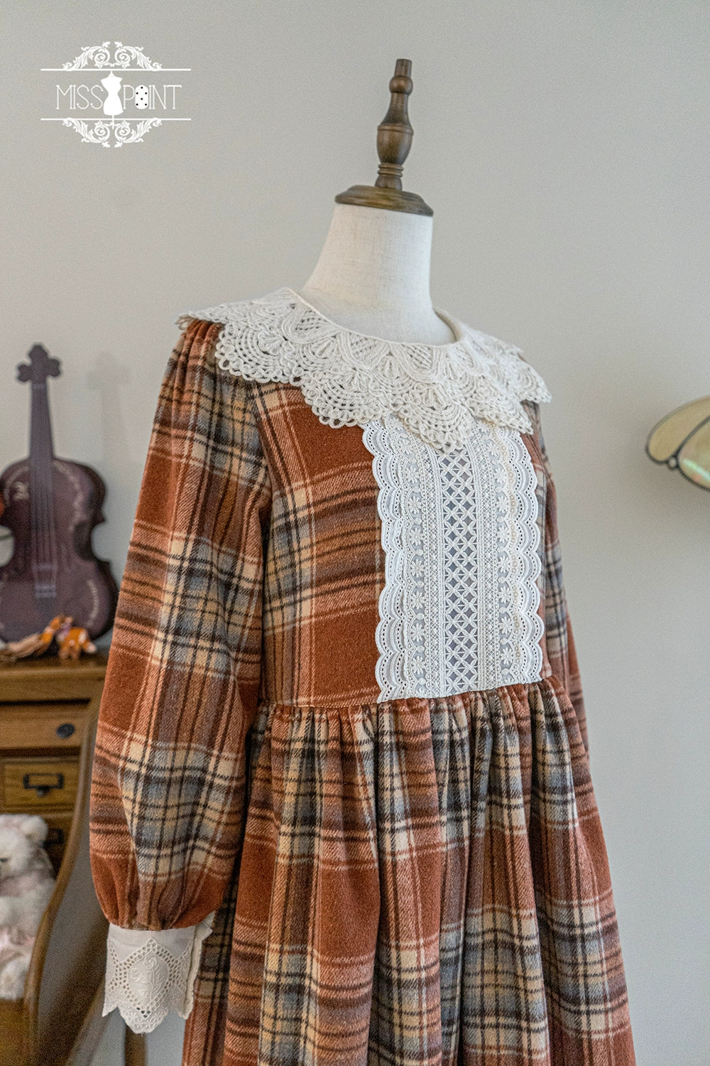 (BFM)Miss Point~Fat Fox in the Forest~Customized Lolita OP Dress Plaid Loose Daily Dress 37590:562876