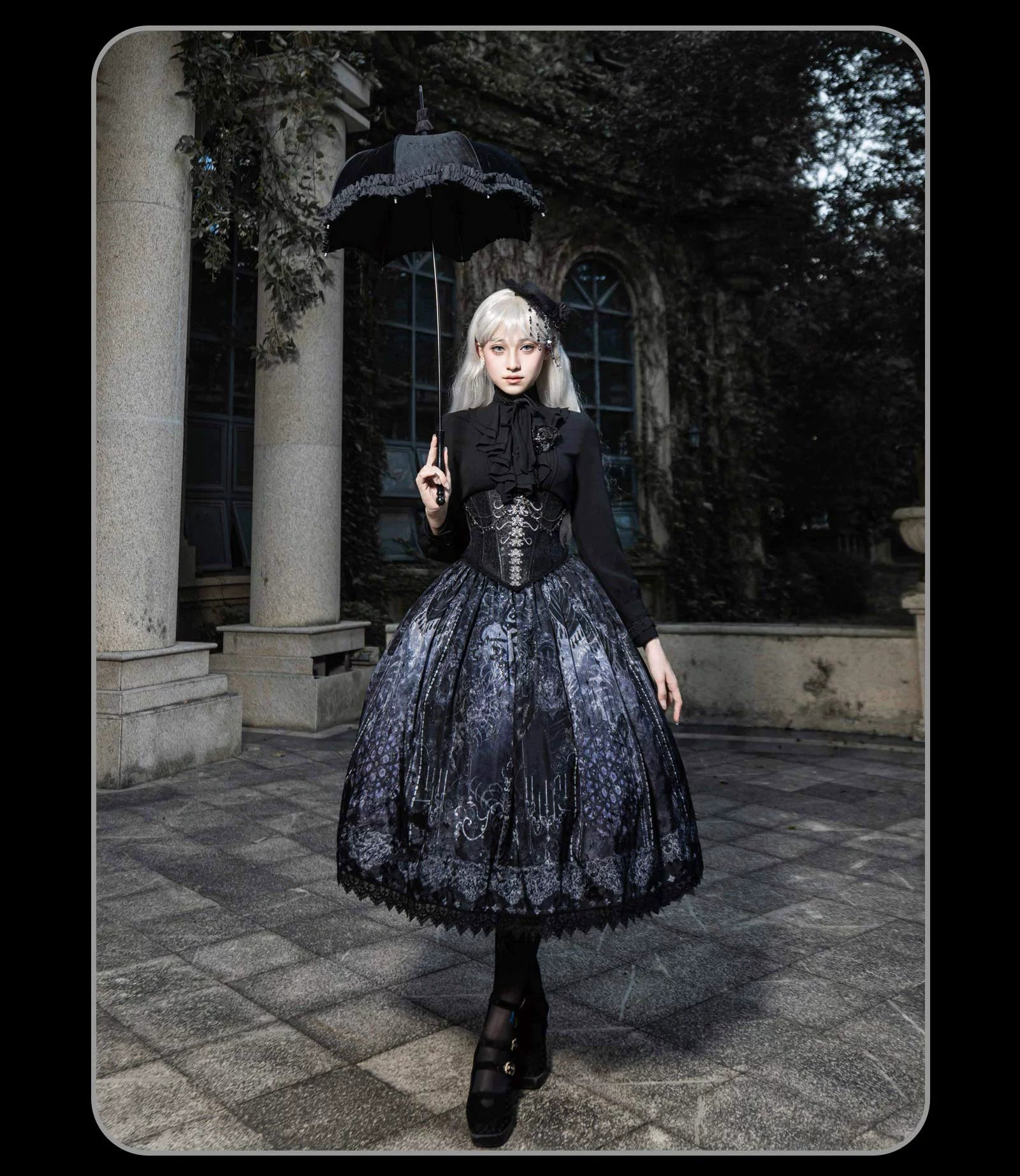 Bone-Eroded Butterfly - Gothic Lolita JSK & SK Set 44051:793338