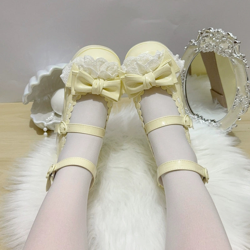 Jiujiu Lolita - Milky Puff - Sweet Lolita Heels Shoes, Round Toe With Petite Wedge 43858:787893