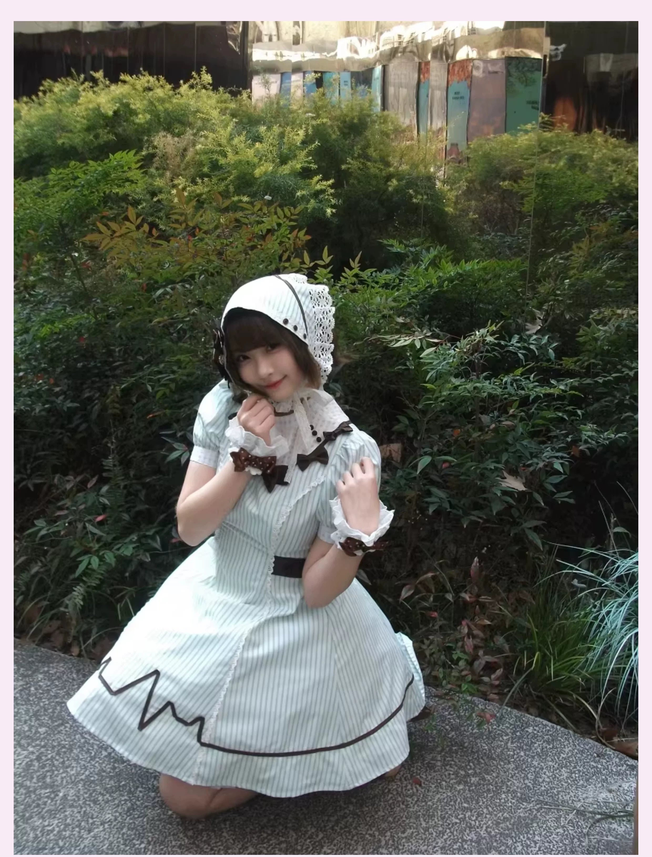 Mint Prescription - Old School Lolita Striped OP Dress, Electrocardiogram Trace