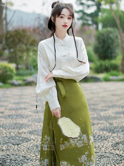 (BFM)Meiyimeng~Han Lolita Shirt Stand Collar Puff Sleeve Blouse S 589 apricot blouse 