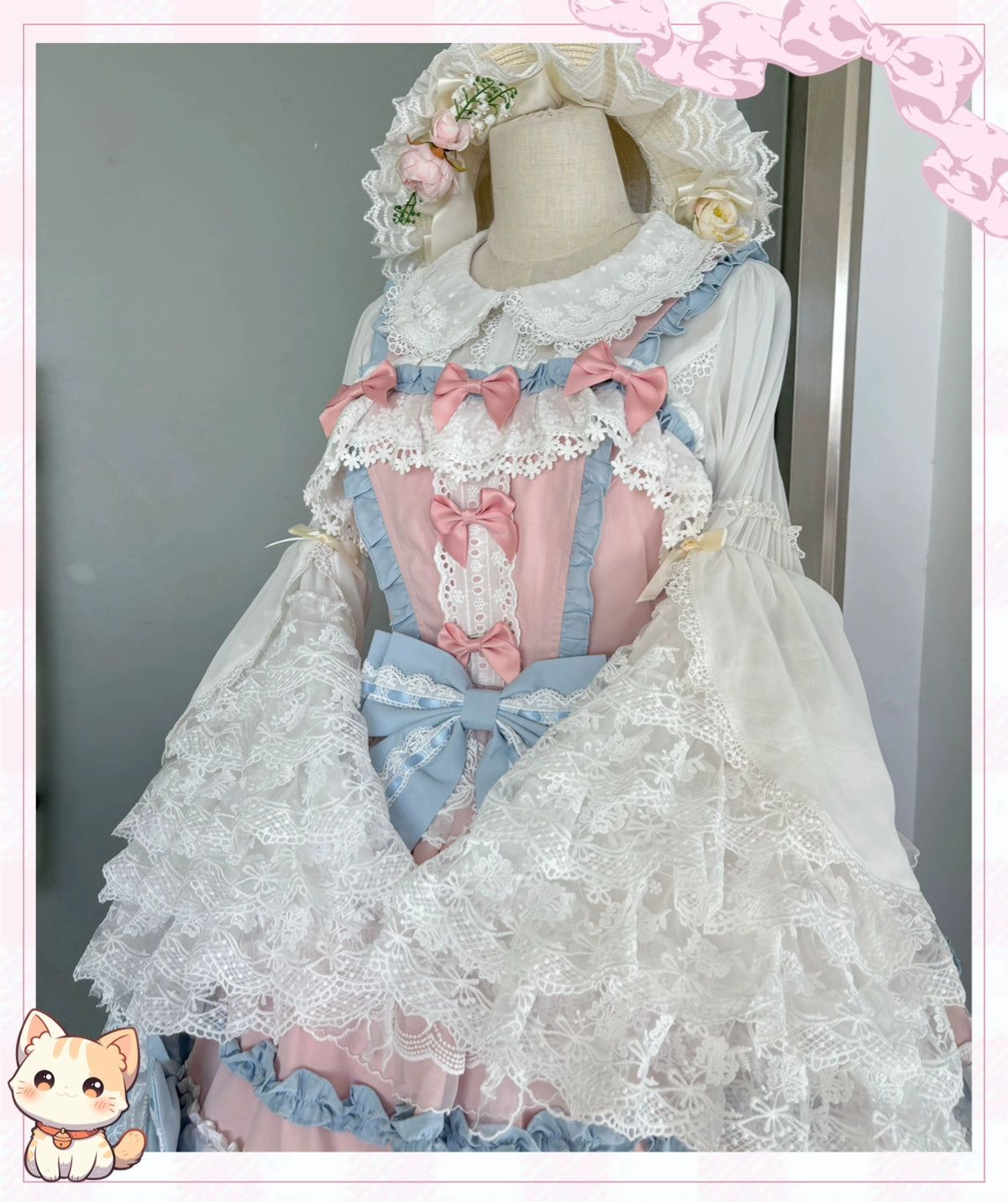 Qianmu - Granulated Sugar - Doll-like Sweet Lolita Lace Blouse, Hime Sleeve 44108:796432