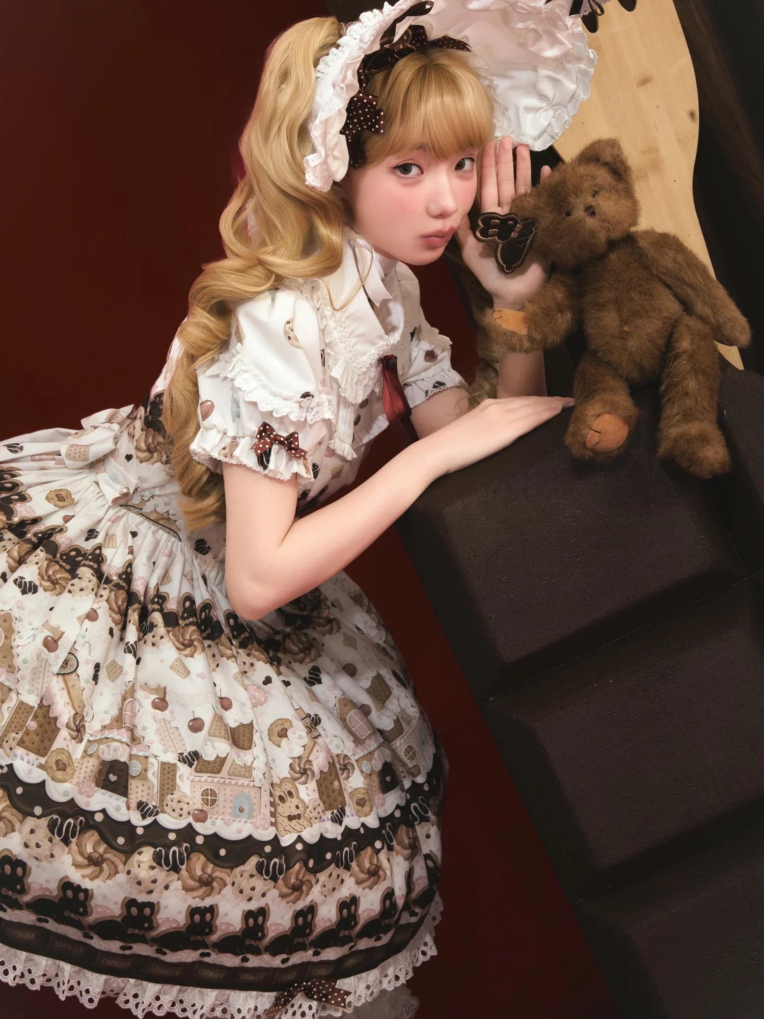 Bunny Gingerbread House - Kawaii Lolita Printed OP Dress with Bows