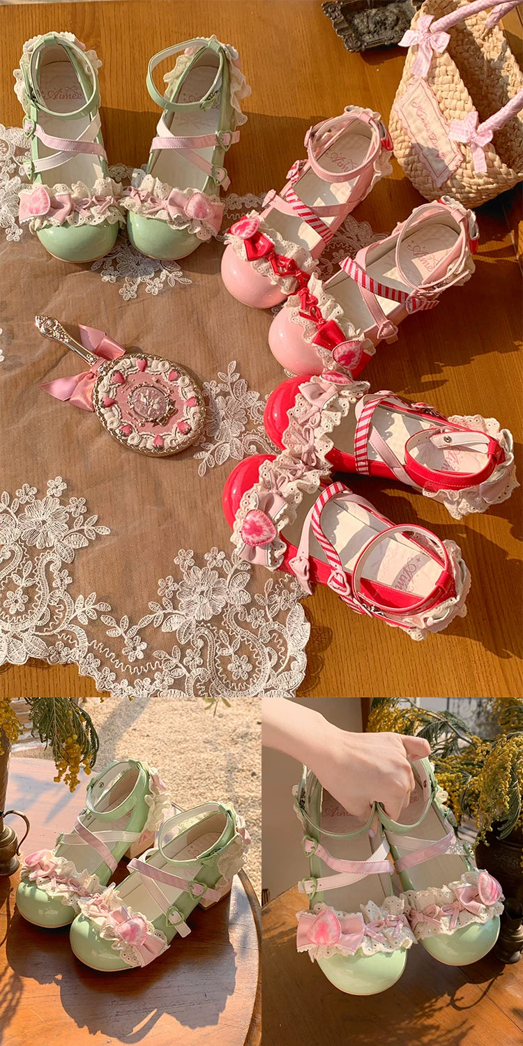 Strawberry Limited - Sweet Lolita Mary Jane Shoes, Strawberry Print 45984:870693