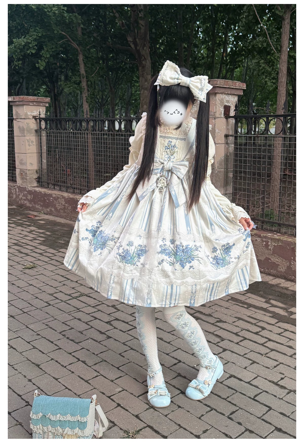 Iris - Classic Lolita JSK Dress Set, Iris Print and Embroidery 45997:871526