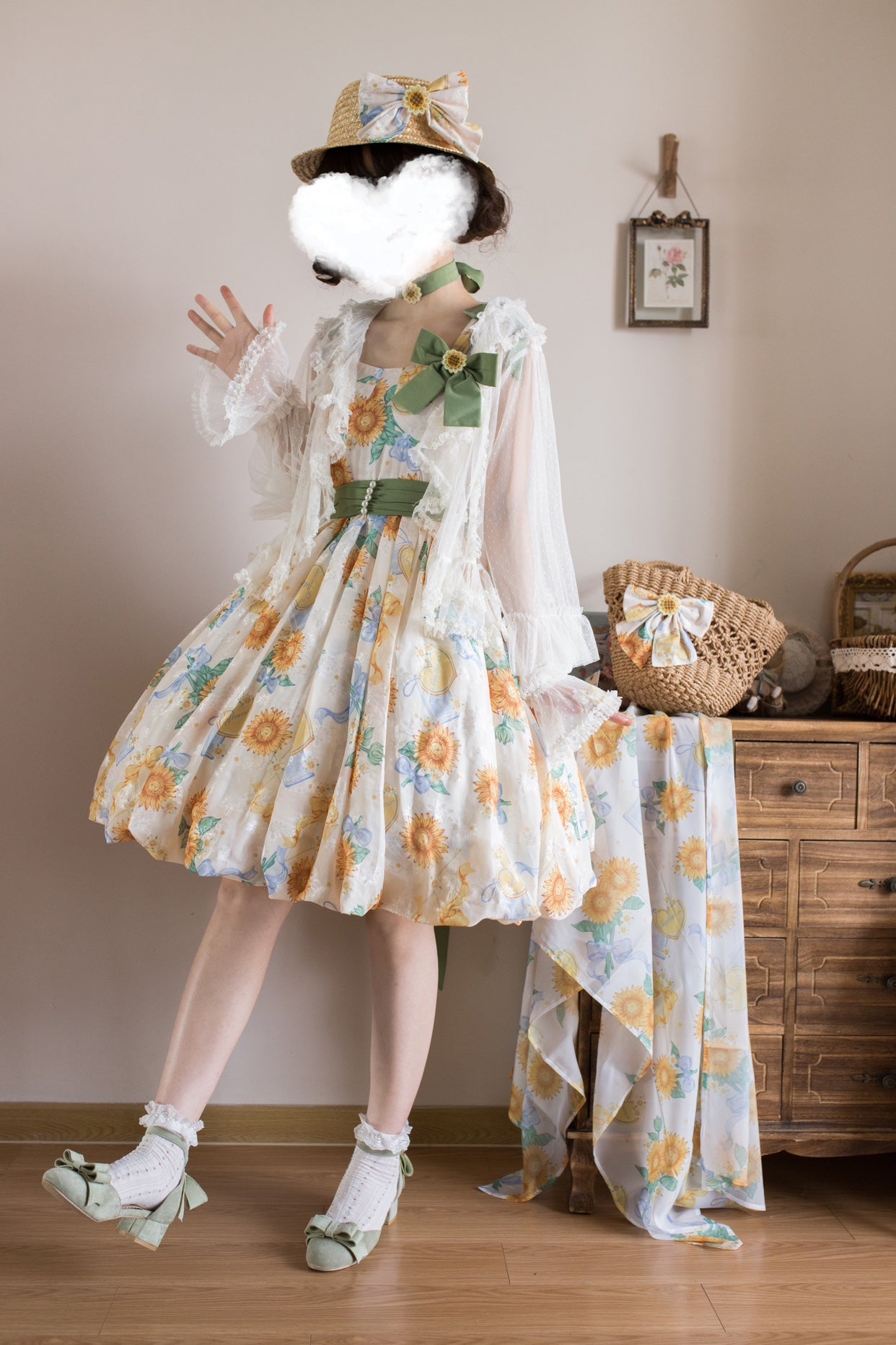 Akiyama Future Studio~Sunflower Print Lolita JSK Dress in Breathable Light Fabric 42790:753528
