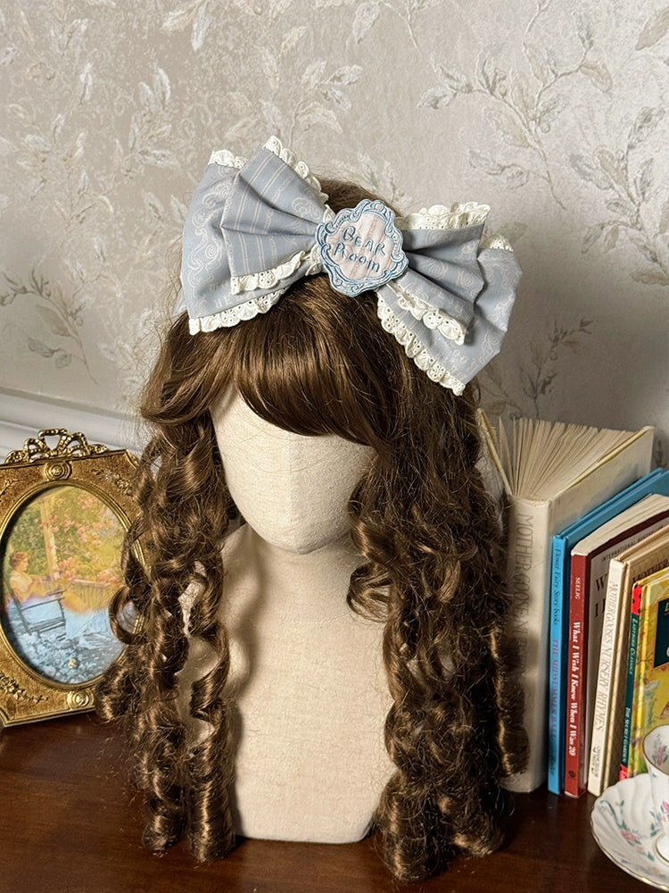 Alice Girl - Sea Salt Fairytale - Sweet Lolita Headdress Built-in Wire BNT and Bow KC Blue KC Only