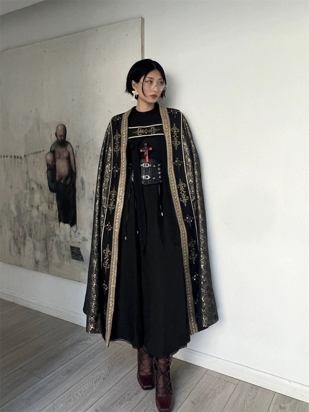 LeMiroir - Moonlit Prayer - Mutton Sleeve Nun Lolita OP Dress, Gathered Sleeve 43660:782536