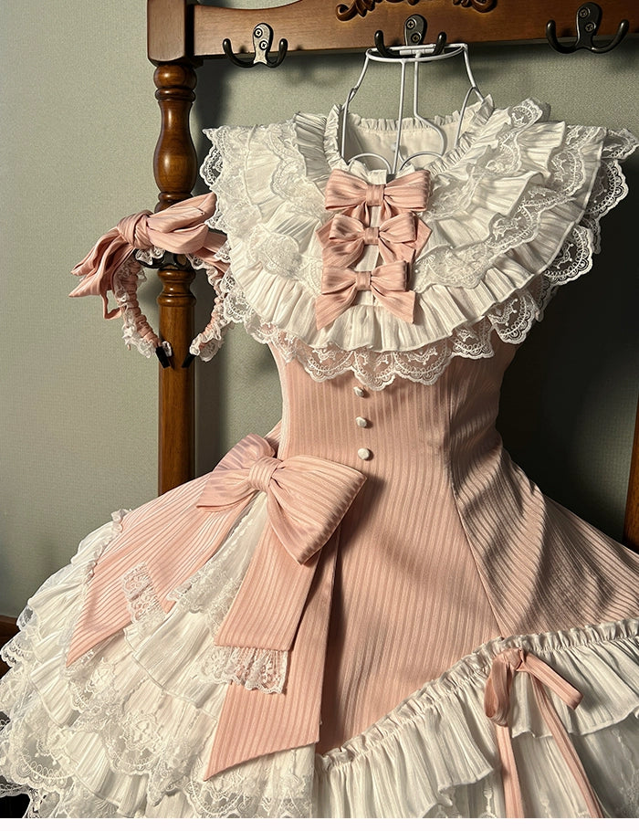 Alice Girl~Arrogant Miss~Sweet Lolita Jumper Dress with Tiered Lace Dress 41484:699500