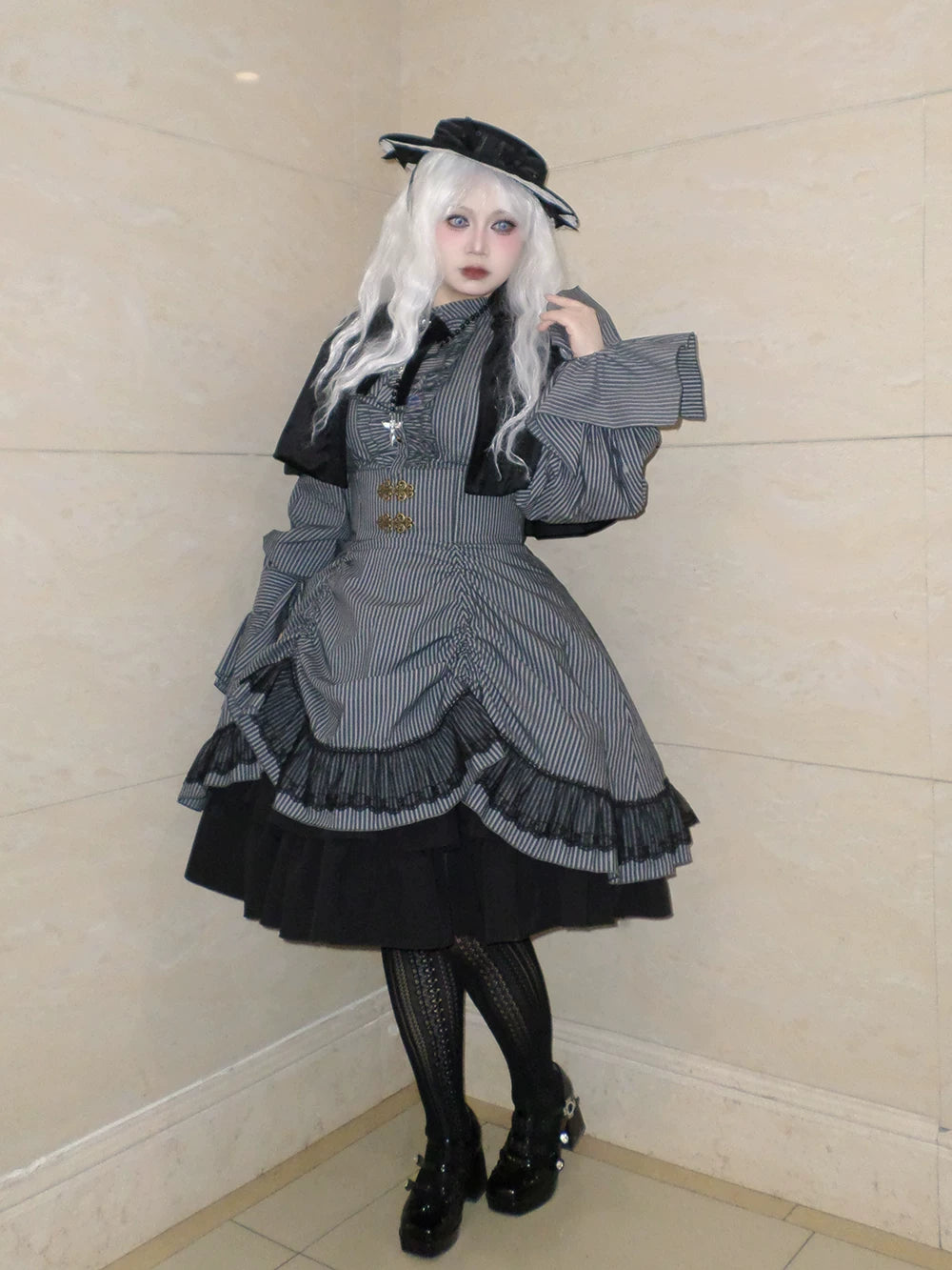 Perint Manor - Gothic Lolita Striped Dress, Tailor-made 44410:808371